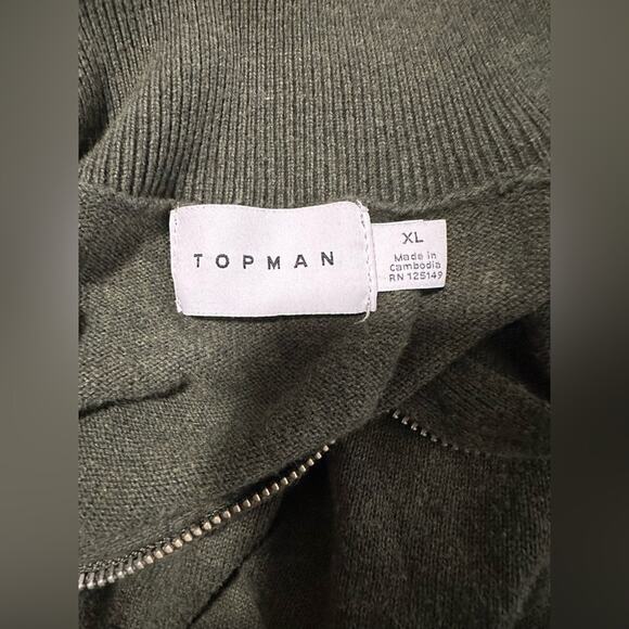 Topman Quarter Zip Funnel Neck Sweater Mens Size XL Green - Picture 4 of 5